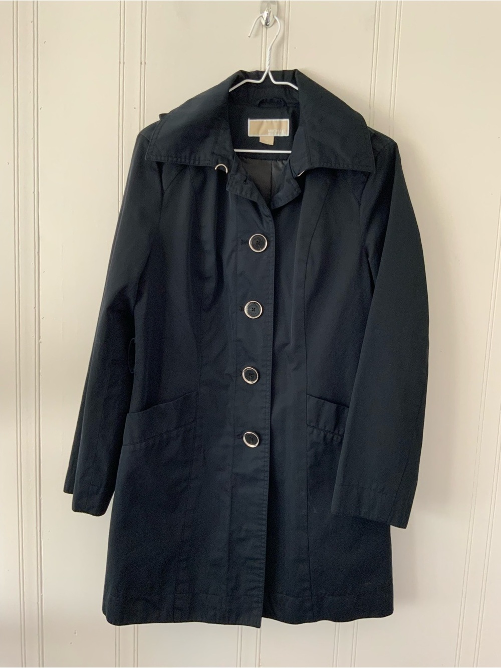 MICHAEL Michael Kors Black Single-Breasted Trench with Ring-Trim Buttons